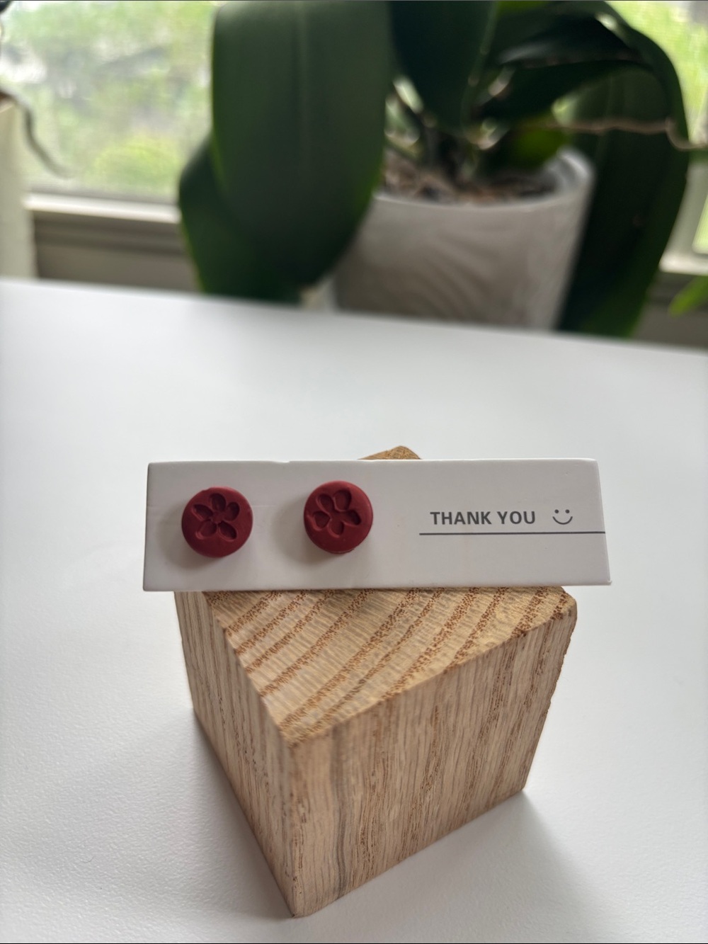 Red Floral Button Stud Earrings - Women Accessories